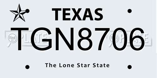 TGN8706 Texas License Plate