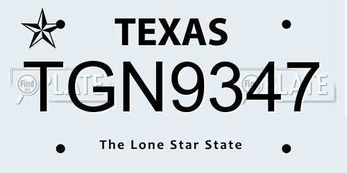TGN9347 Texas License Plate