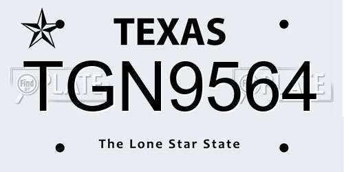 TGN9564 Texas License Plate