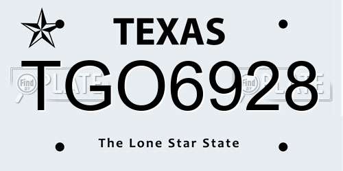 TGO6928 Texas License Plate
