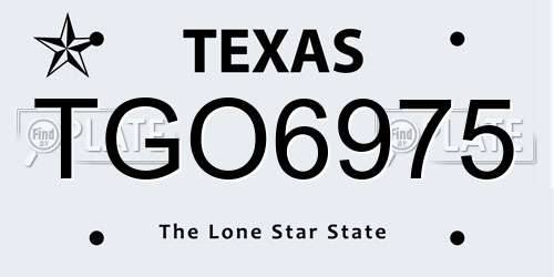 TGO6975 Texas License Plate
