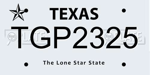 TGP2325 Texas License Plate