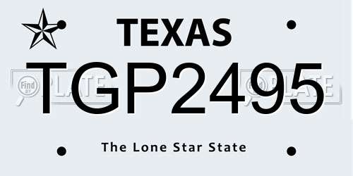 TGP2495 Texas License Plate