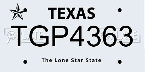 TGP4363 Texas License Plate
