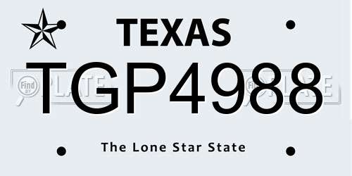 TGP4988 Texas License Plate