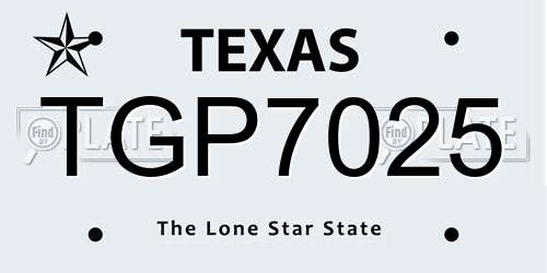 TGP7025 Texas License Plate