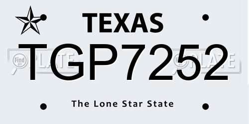 TGP7252 Texas License Plate