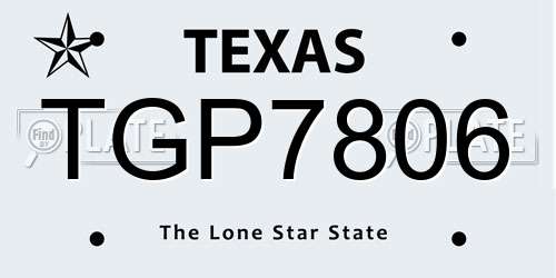 TGP7806 Texas License Plate