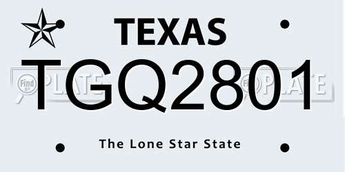 TGQ2801 Texas License Plate