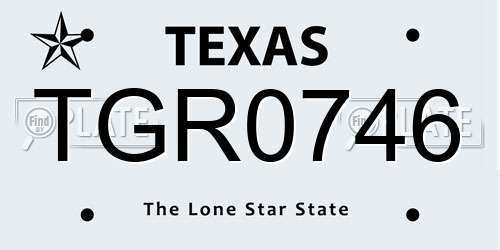TGR0746 Texas License Plate