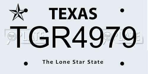 TGR4979 Texas License Plate
