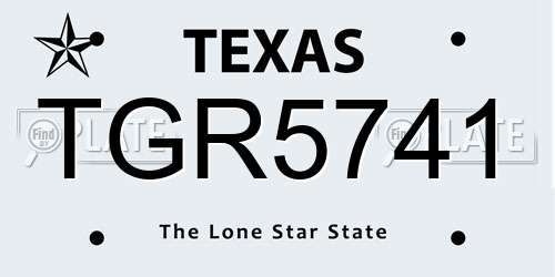 TGR5741 Texas License Plate