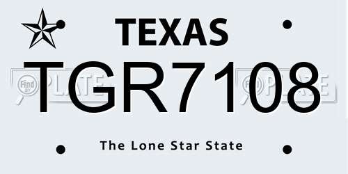 TGR7108 Texas License Plate
