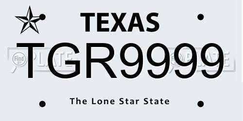 TGR9999 Texas License Plate