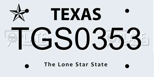 TGS0353 Texas License Plate