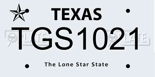 TGS1021 Texas License Plate