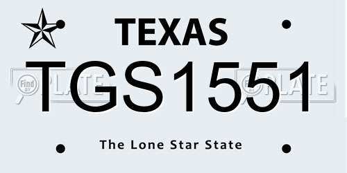 TGS1551 Texas License Plate
