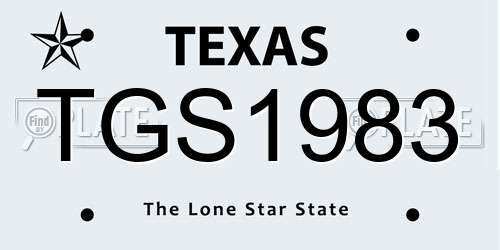 TGS1983 Texas License Plate