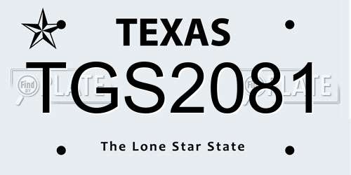 TGS2081 Texas License Plate