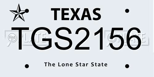 TGS2156 Texas License Plate