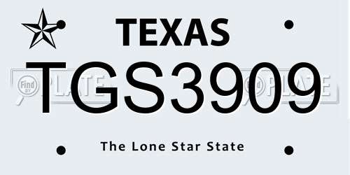 TGS3909 Texas License Plate