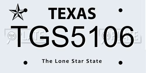 TGS5106 Texas License Plate