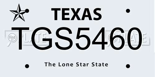 TGS5460 Texas License Plate