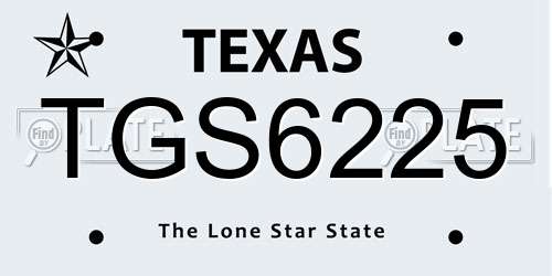 TGS6225 Texas License Plate