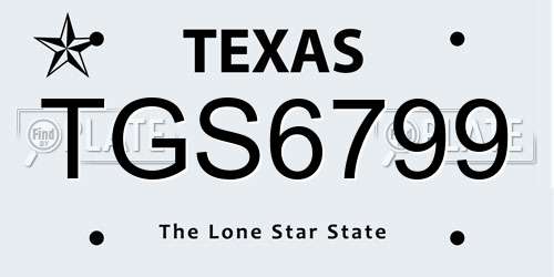 TGS6799 Texas License Plate