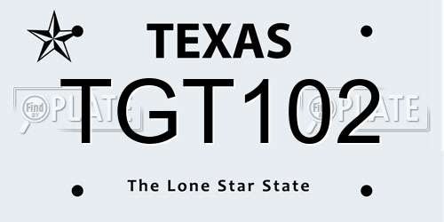 TGT102 Texas License Plate