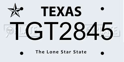 TGT2845 Texas License Plate