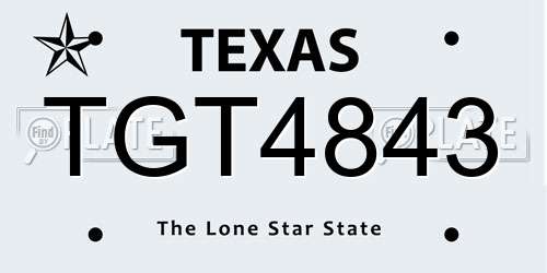 TGT4843 Texas License Plate