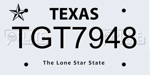 TGT7948 Texas License Plate