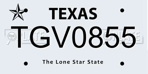 TGV0855 Texas License Plate