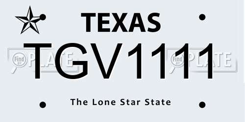 TGV1111 Texas License Plate
