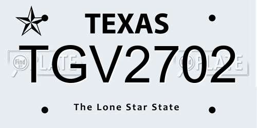 TGV2702 Texas License Plate