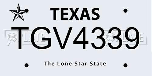TGV4339 Texas License Plate