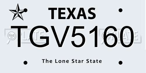 TGV5160 Texas License Plate