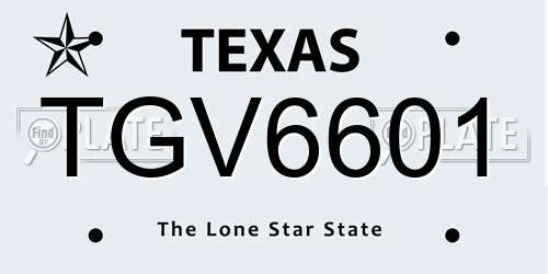 TGV6601 Texas License Plate