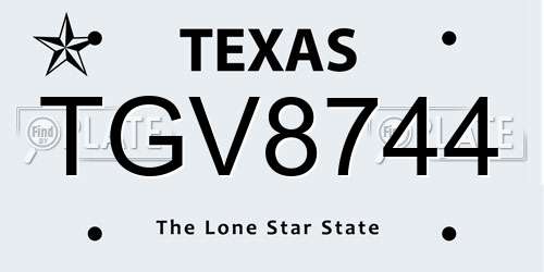 TGV8744 Texas License Plate