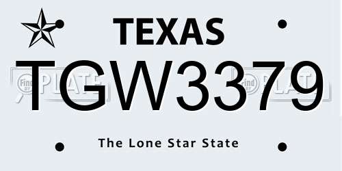 TGW3379 Texas License Plate