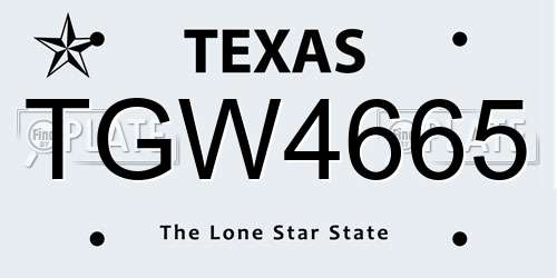 TGW4665 Texas License Plate