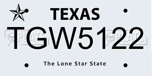 TGW5122 Texas License Plate