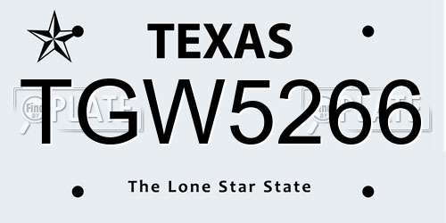 TGW5266 Texas License Plate