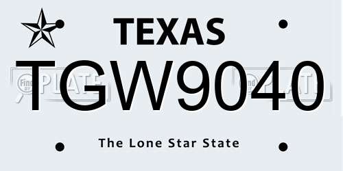 TGW9040 Texas License Plate