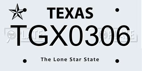 TGX0306 Texas License Plate