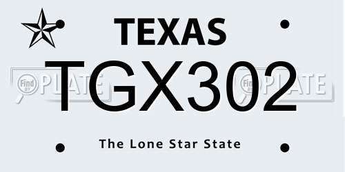 TGX302 Texas License Plate