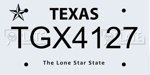TGX4127 Texas License Plate