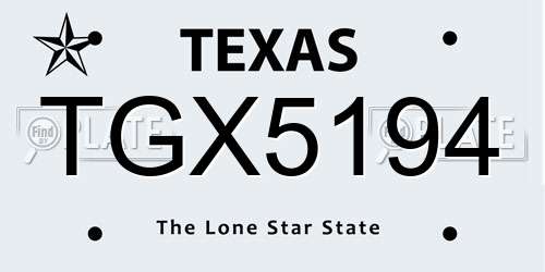 TGX5194 Texas License Plate