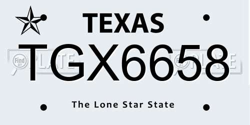 TGX6658 Texas License Plate
